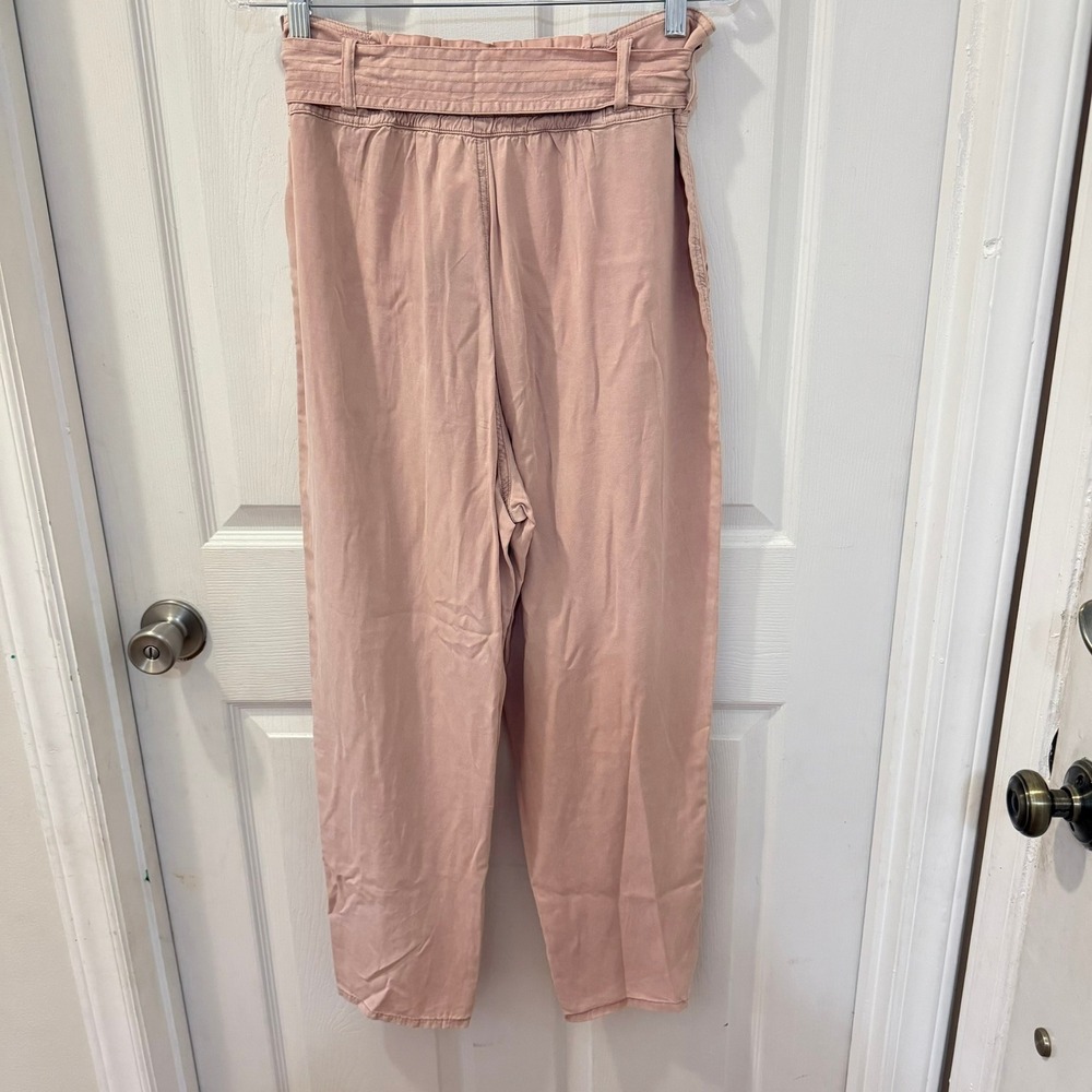 NWT Abercrombie & Fitch A&F Large High Rise Paperbag Belted Pants Mauve Pink - Picture 9 of 16